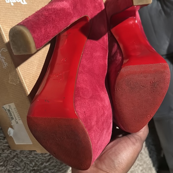 Christian Louboutin             SHAMELESS 160 VEAU VELOURS.        Sz 37 FUSCHIA - Picture 3 of 4